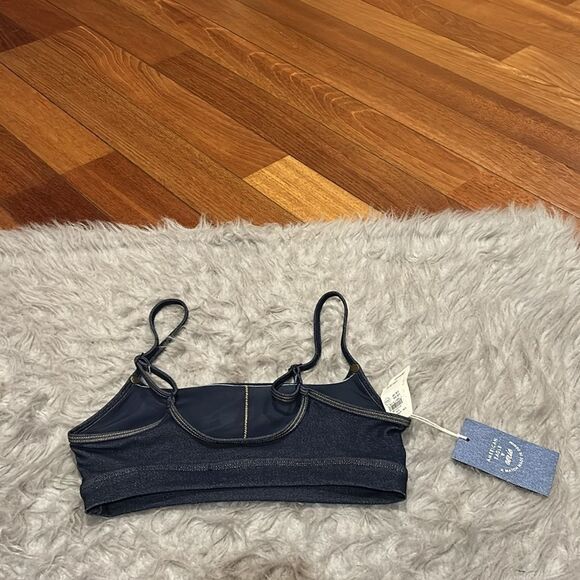 NWT aerie‎ scoop upf 50 denim colored swimsuit top size xs - Picture 4 of 4